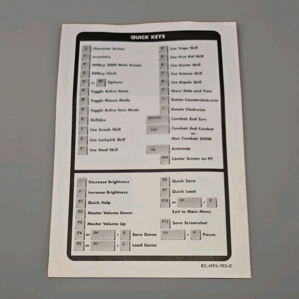 Fallout Vault Dweller's Quick Reference Card **RARE** - Picture 3 of 3